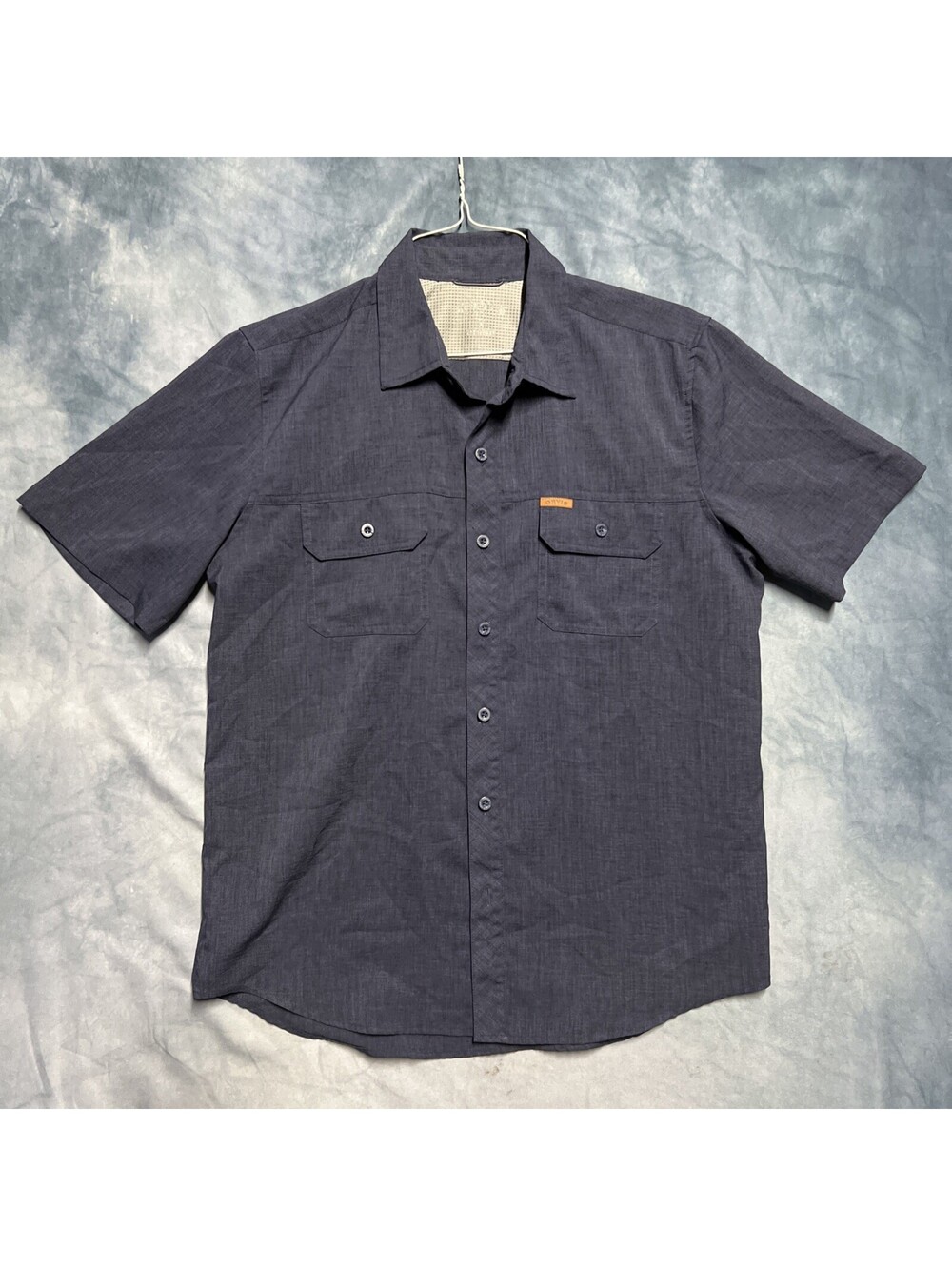 Orvis Navy Breathable Quick Dry Short Sleeve Button Down Fishing Shirt Men's L
